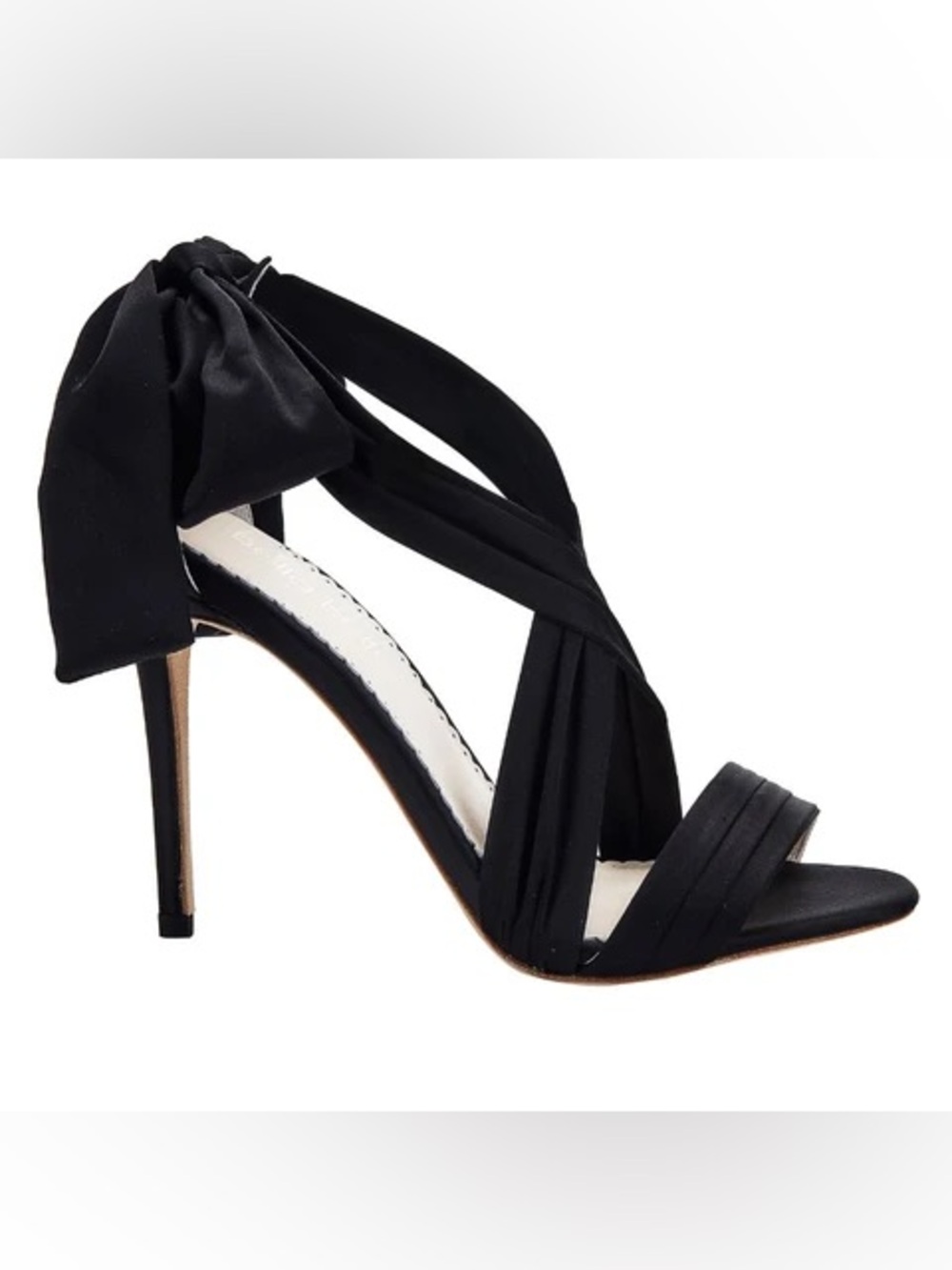 Bella Belle Kate Black Satin Ribbon Tie Stiletto Heels 7.5